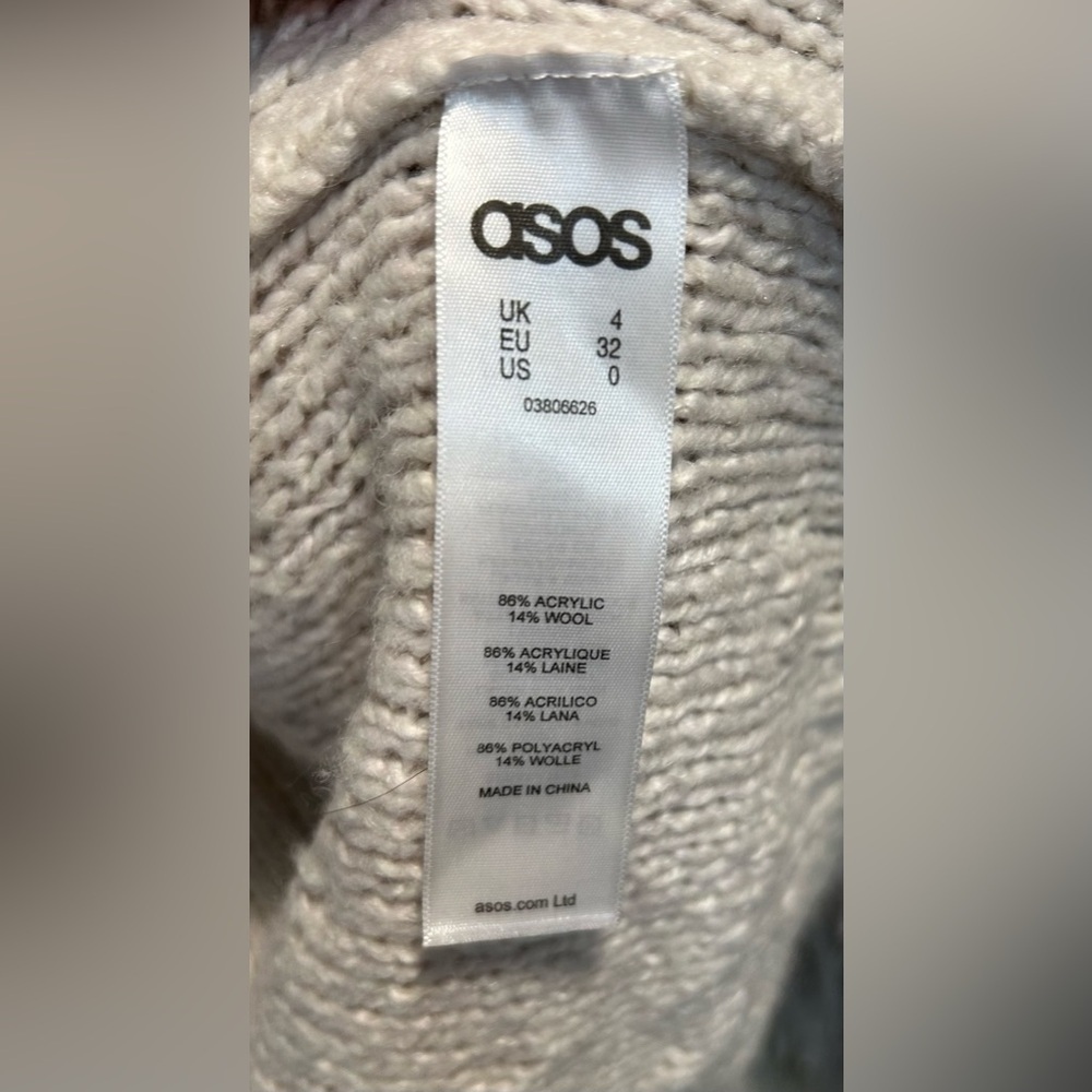 ASOS Cream Fringe Shaggy Open Front Cardigan Boho Festival 70’s Revival Size 0 - Picture 7 of 7